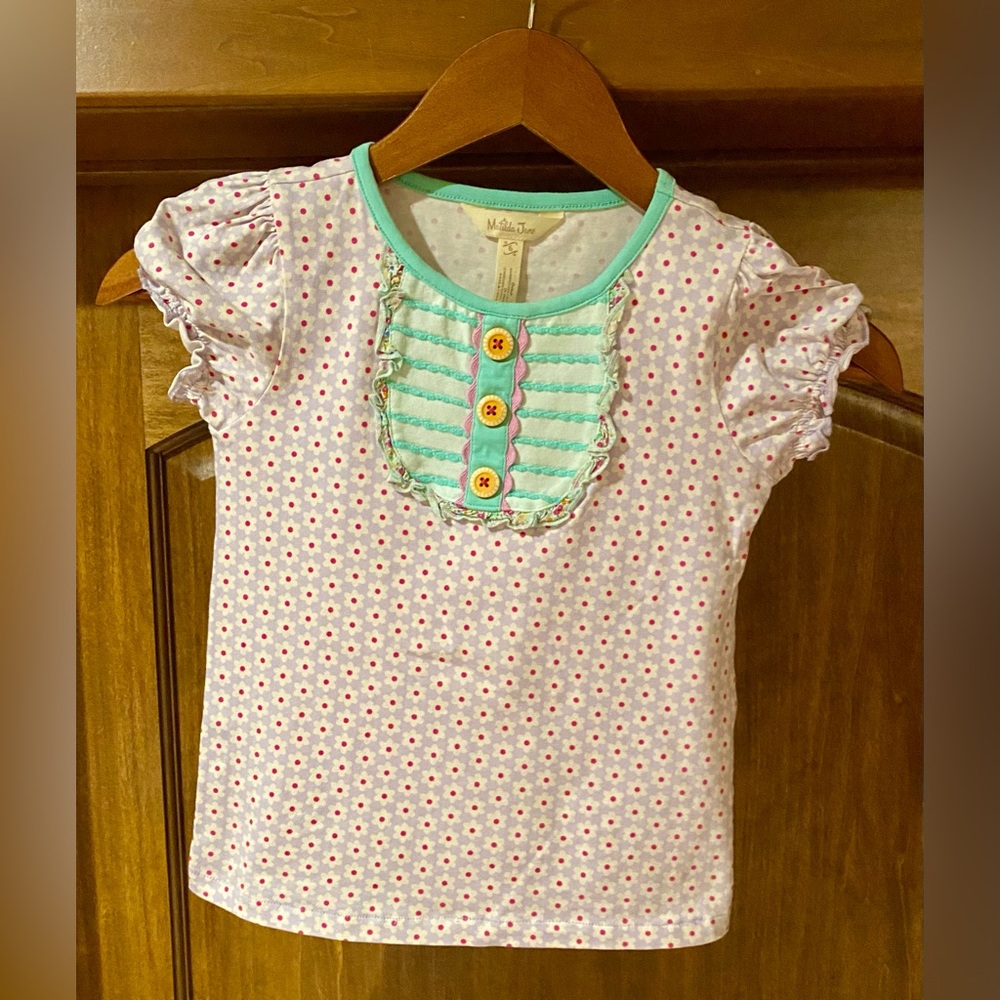 Matilda Jane Tee with Aqua and Pink Accents